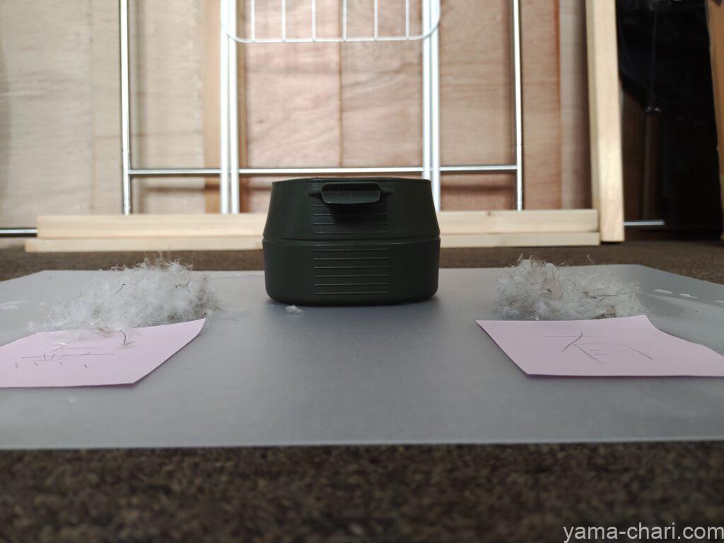 ニクワックスのダウンプルーフで加工前後のダウン