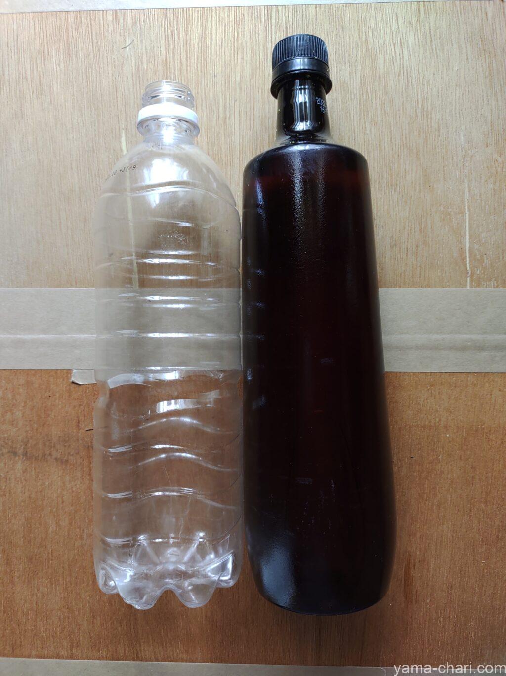 ポカリスエットの900mlペットボトルと美酢のボトル